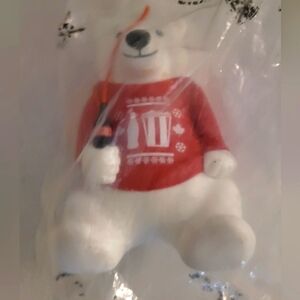 Stanley White Bear with Red Sweater Coca-Cola Christmas Decoration